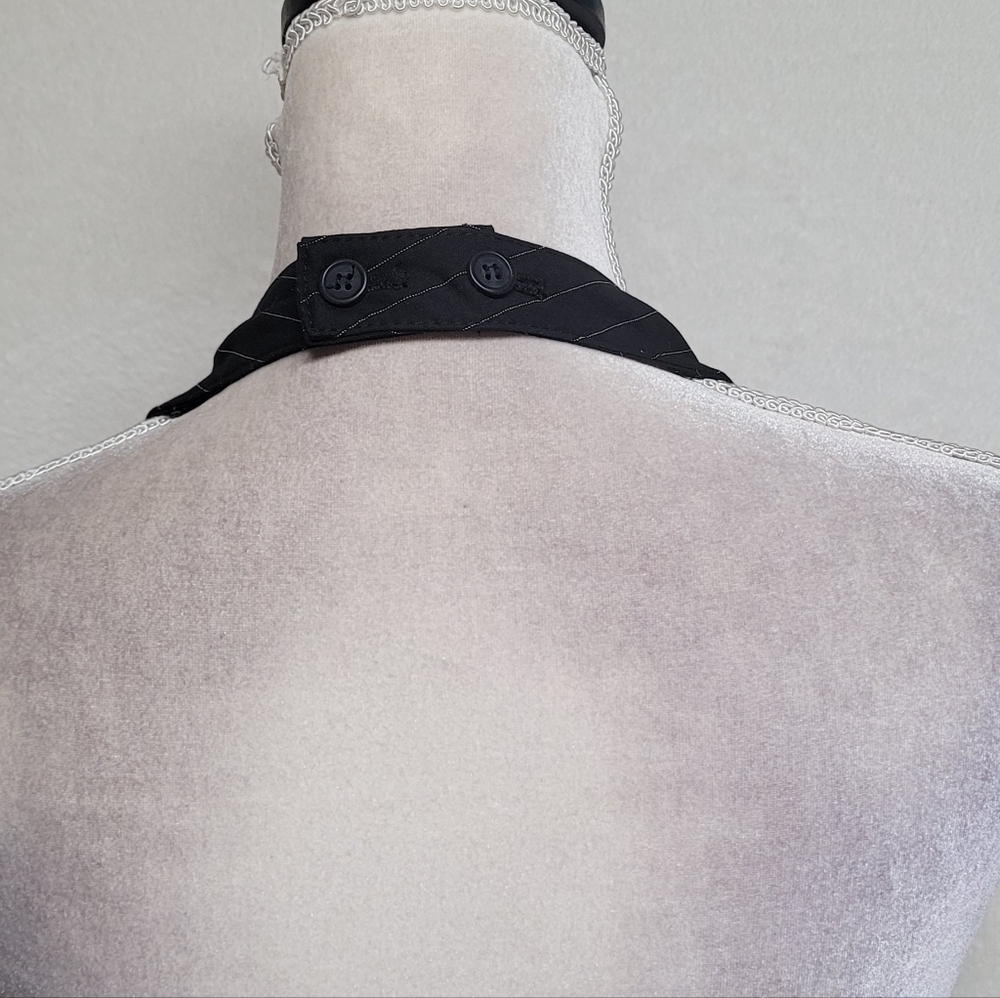 The Limited Rare Vintage Black Pinstripe Backless Halter Vest Flared Mini Skirt - Picture 8 of 15